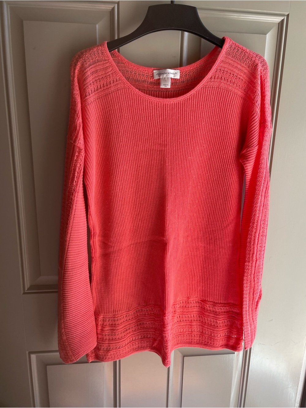 Christopher & Banks Coral Scoop-Neck Knit Sweater